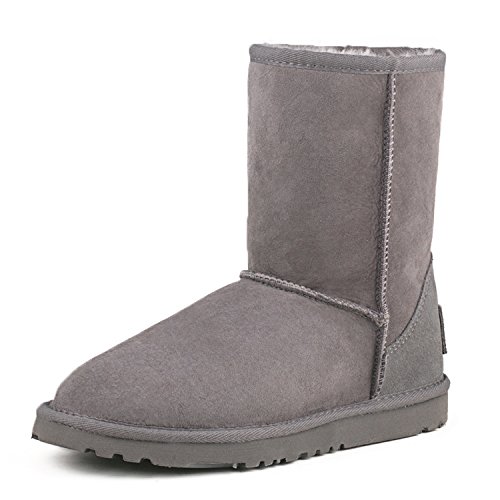 Shenduo Zapatos Invierno Clásicos - Botas de Nieve de Piel Oveja con Lana Interno Impermeable Antideslizante para Mujer D9125 Gris 40
