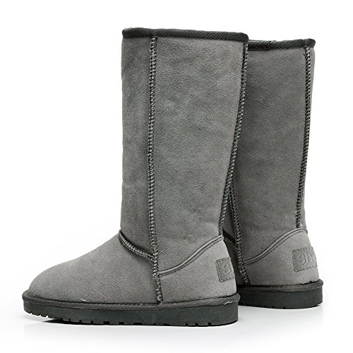 Shenn Comfort Punk - Botas de caña alta para nieve, de ante, color Gris, talla 37 EU