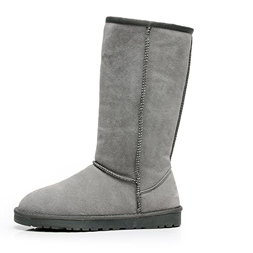 Shenn Comfort Punk - Botas de caña alta para nieve, de ante, color Gris, talla 39 EU