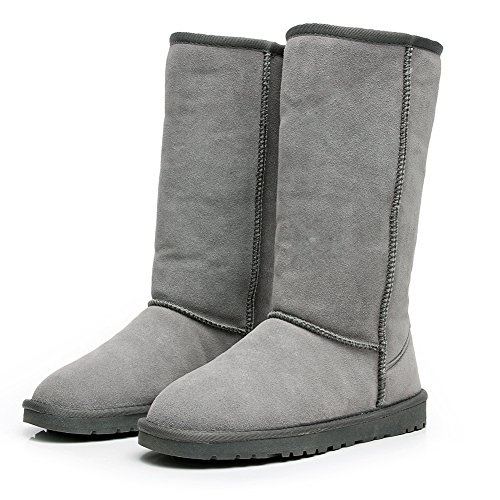 Shenn Comfort Punk - Botas de caña alta para nieve, de ante, color Gris, talla 39 EU