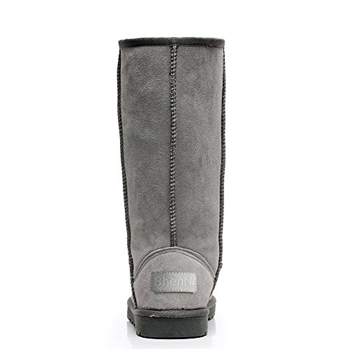 Shenn Comfort Punk - Botas de caña alta para nieve, de ante, color Gris, talla 39 EU