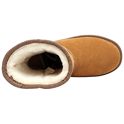 Shenn Mujer Comodidad Anti-Deslizante Broncear Ante Cuero Nieve Botas SN1025 EU39