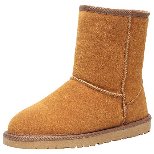 Shenn Mujer Comodidad Anti-Deslizante Broncear Ante Cuero Nieve Botas SN1025 EU39
