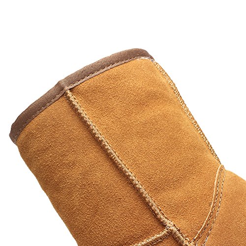 Shenn Mujer Comodidad Anti-Deslizante Broncear Ante Cuero Nieve Botas SN1025 EU41.5