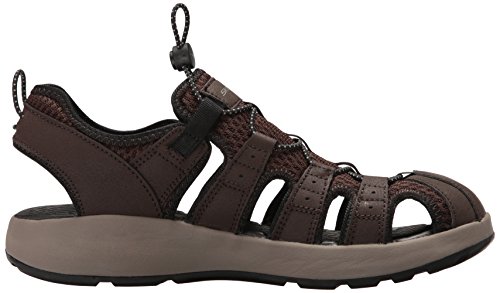 Skechers 51834', Sandalias de Punta Descubierta Hombre, Marrón (Brown Leather/Mesh/Black Trim), 42 EU
