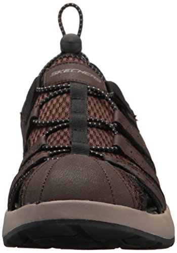 Skechers 51834', Sandalias de Punta Descubierta Hombre, Marrón (Brown Leather/Mesh/Black Trim), 42 EU