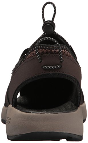 Skechers 51834', Sandalias de Punta Descubierta Hombre, Marrón (Brown Leather/Mesh/Black Trim), 42 EU