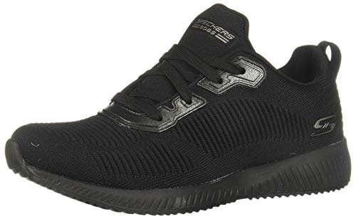 Skechers Bobs Squad-Tough Talk, Zapatillas Mujer, Negro (BBK Black Engineered Knit/Trim), 37 EU