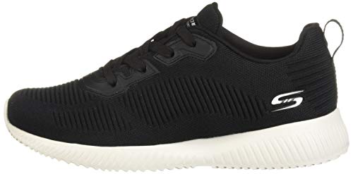 Skechers Bobs Squad-Tough Talk, Zapatillas Mujer, Negro (BLK Black Engineered Knit/Trim), 36 EU