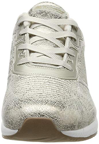 Skechers Bobs Squad, Zapatillas Mujer, Dorado (Champagne Duraleather/Chenille Line Chmp), 36 EU