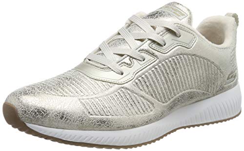 Skechers Bobs Squad, Zapatillas Mujer, Dorado (Champagne Duraleather/Chenille Line Chmp), 36 EU