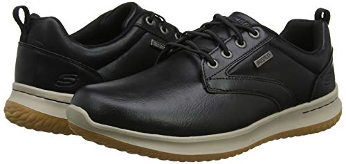 Skechers Delson-Antigo, Zapatos de Cordones Oxford Hombre, Negro (BLK Black Leather), 41 EU