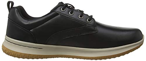 Skechers Delson-Antigo, Zapatos de Cordones Oxford Hombre, Negro (BLK Black Leather), 43 EU