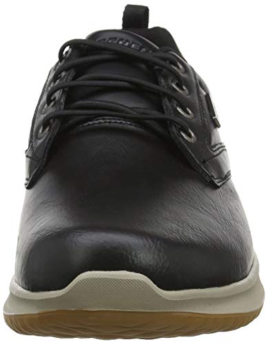Skechers Delson-Antigo, Zapatos de Cordones Oxford Hombre, Negro (BLK Black Leather), 43 EU