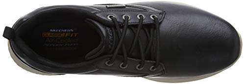 Skechers Delson-Antigo, Zapatos de Cordones Oxford Hombre, Negro (BLK Black Leather), 44 EU