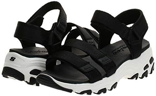 Skechers D'LITES Fresh Catch, Sandalia Mujer, Black, 36 2/3 EU