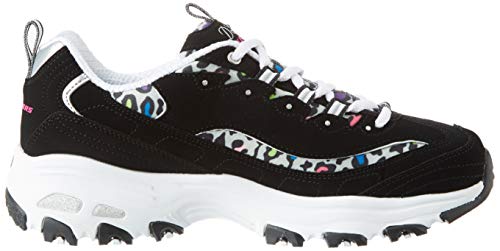 Skechers D'LITES Safari Landscape, Alpargatas Mujer, Negro Negro Negro Trubuck Multi Malla Borde Blanco Bkmt, 39 EU