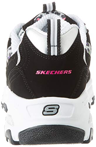 Skechers D'LITES Safari Landscape, Alpargatas Mujer, Negro Negro Negro Trubuck Multi Malla Borde Blanco Bkmt, 39 EU