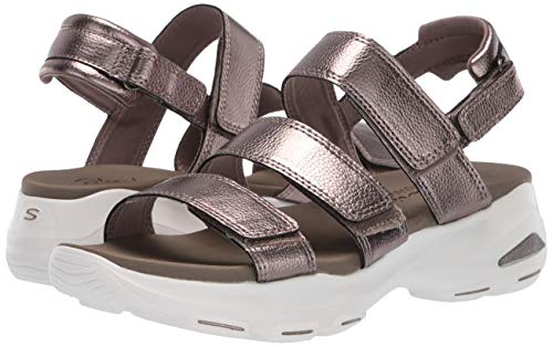 Skechers D'Lites Ultra-Fab Life, Sandalias de Punta Descubierta Mujer, Multicolor (Pew Black Duraleather), 40 EU