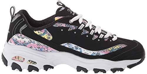 Skechers D'Lites, Zapatillas Mujer, Negro Trubuck Multi Durasnake Borde Blanco, 36.5 EU