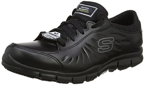 Skechers Eldred, Zapatos de Seguridad Mujer, Negro (BLK Black Leather), 39 EU