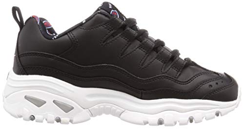 Skechers Energy-Retro Vision, Sandalias con Punta Cerrada Mujer, Negro Cuero Rojo Blanco Trim BKW, 37 EU