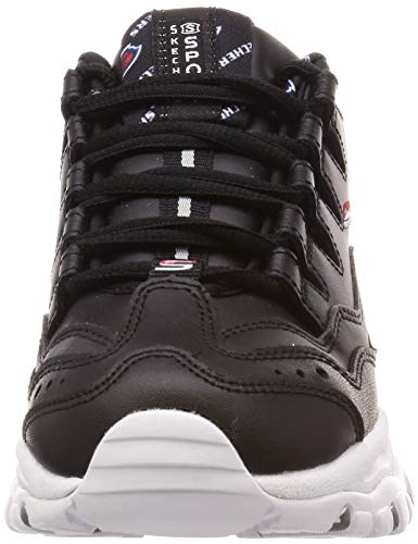 Skechers Energy-Retro Vision, Sandalias con Punta Cerrada Mujer, Negro Cuero Rojo Blanco Trim BKW, 37 EU