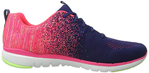 Skechers Flex Appeal 3.0, Zapatillas Mujer, Nvy Knit Coral Trim, 39 EU