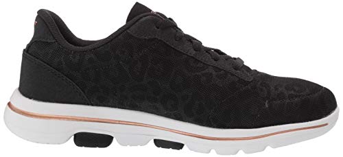 Skechers GO Walk 5 Wild, Zapatillas Mujer, Negro Negro Negro Textil Ribete Oro Bkgd, 38.5 EU