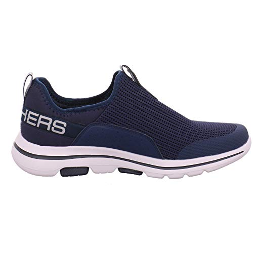 Skechers Go Walk 5, Zapatillas sin Cordones Hombre, Azul (Navy Textile/Synthetic/Gray Trim Nvgy), 43 EU
