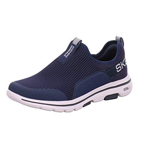 Skechers Go Walk 5, Zapatillas sin Cordones Hombre, Azul (Navy Textile/Synthetic/Gray Trim Nvgy), 43 EU