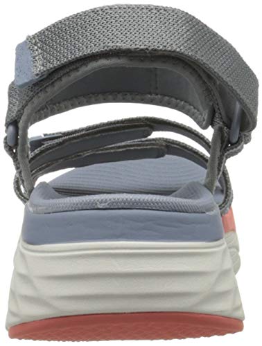 Skechers MAX Cushioning, Sandalias de Talón Abierto Mujer, Gris (Charcoal/Multi Textile CC MT), 38 EU