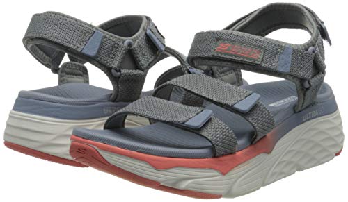 Skechers MAX Cushioning, Sandalias de Talón Abierto Mujer, Gris (Charcoal/Multi Textile CC MT), 38 EU