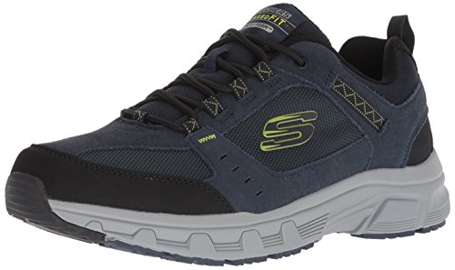Skechers Oak Canyon, Zapatillas Hombre, Multicolor (NVLM Black Leather/PU/Mesh/Trim), 42 EU