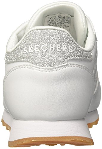 Skechers OG 85-Old School Cool, Zapatillas Mujer, Multicolor (Wht Black Duraleather/Silver Glitter Trim), 37 EU