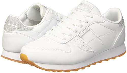 Skechers OG 85-Old School Cool, Zapatillas Mujer, Multicolor (Wht Black Duraleather/Silver Glitter Trim), 39 EU