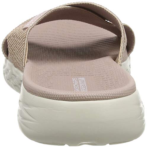 Skechers On-The-go 600, Sandalias de Punta Descubierta Mujer, Rosa (Rose Gold Textile Rsgd), 41 EU