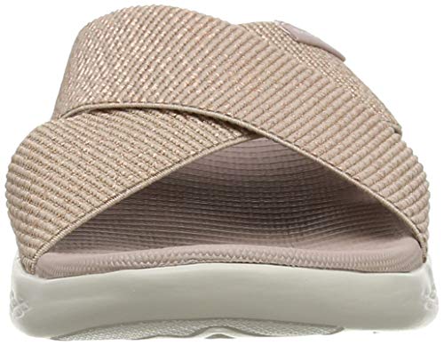 Skechers On-The-go 600, Sandalias de Punta Descubierta Mujer, Rosa (Rose Gold Textile Rsgd), 41 EU