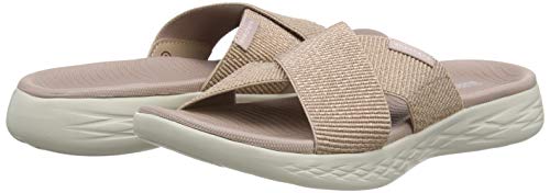 Skechers On-The-go 600, Sandalias de Punta Descubierta Mujer, Rosa (Rose Gold Textile Rsgd), 41 EU
