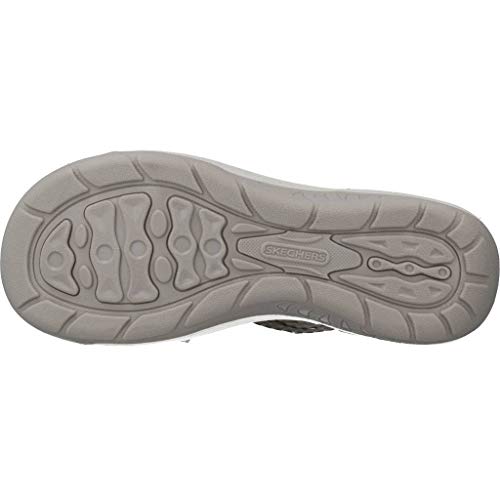 Skechers Reggae Cup-Oh, Snap, Sandalias de Punta Descubierta Mujer, Beige (Nat Black & Grey Gore), 41 EU