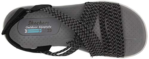 Skechers Reggae Cup-Oh, Snap, Sandalias de Punta Descubierta Mujer, Negro (BLK Black & Grey Gore), 39 EU