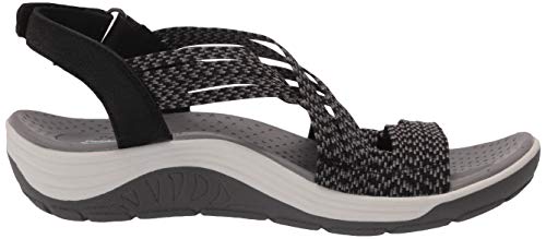 Skechers Reggae Cup-Oh, Snap, Sandalias de Punta Descubierta Mujer, Negro (BLK Black & Grey Gore), 39 EU