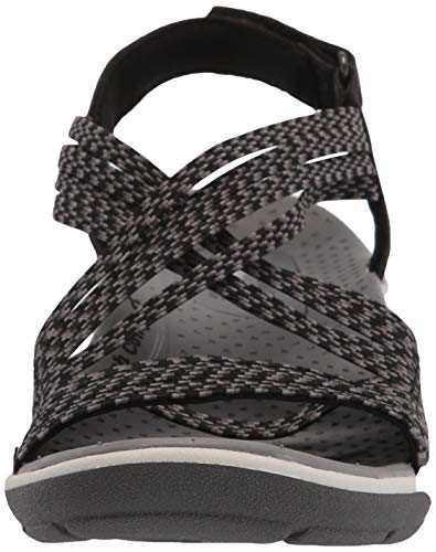 Skechers Reggae Cup-Oh, Snap, Sandalias de Punta Descubierta Mujer, Negro (BLK Black & Grey Gore), 39 EU