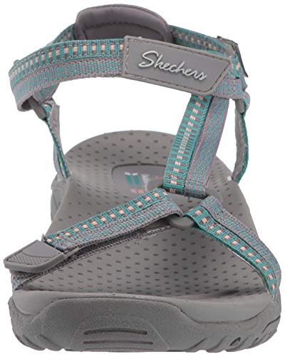 Skechers Reggae-Dub Fest, Sandalias de Punta Descubierta Mujer, Gris (GRY Black, Teal & Pink Webbing), 37 EU