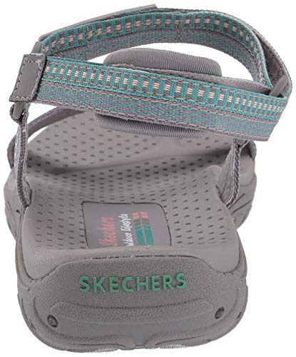 Skechers Reggae-Dub Fest, Sandalias de Punta Descubierta Mujer, Gris (GRY Black, Teal & Pink Webbing), 37 EU