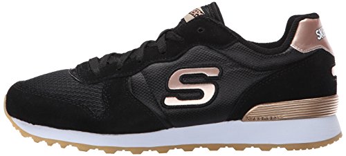 Skechers Retros-OG 85-Goldn Gurl, Zapatillas de Deporte Mujer, Negro (BLK Black Suede/Nylon/Mesh/Rose Gold Trim), 39 EU