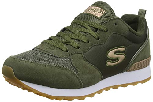 Skechers Retros-OG 85-Goldn Gurl, Zapatillas Mujer, Multicolor (OLV Black Suede/Nylon/Mesh/Rose Gold Trim), 38 EU