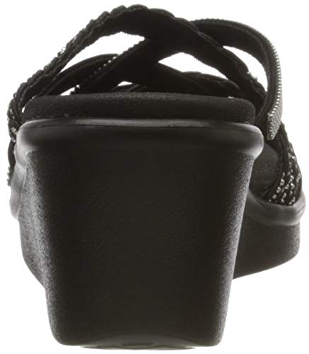 Skechers Rumble On-Dreamy Days, Sandalias de Punta Descubierta Mujer, Negro (BLK Black Mitobuck/Metal Beads), 37 EU