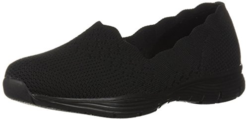 Skechers Seager-Stat, Zapatillas sin Cordones Mujer, Negro (BBK Black Flat Knit), 39 EU