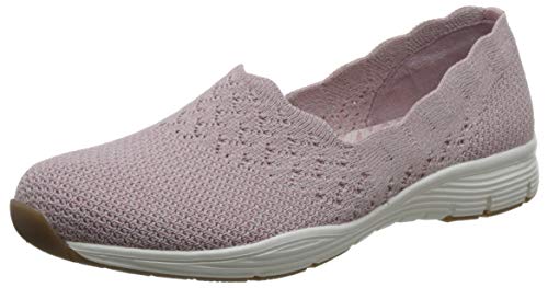 Skechers Seager-Stat, Zapatillas sin Cordones Mujer, Rosado (Ros Black Flat Knit), 38 EU